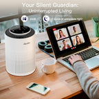 2 Pack Air Purifiers for Home Bedroom H13 True HEPA Air Filter Cleaner, Odor Eliminator, Remove Smoke Dust Pollen Pet Dander, Night Light For Home Living Room Dorm, Quiet 24dB Filtration System