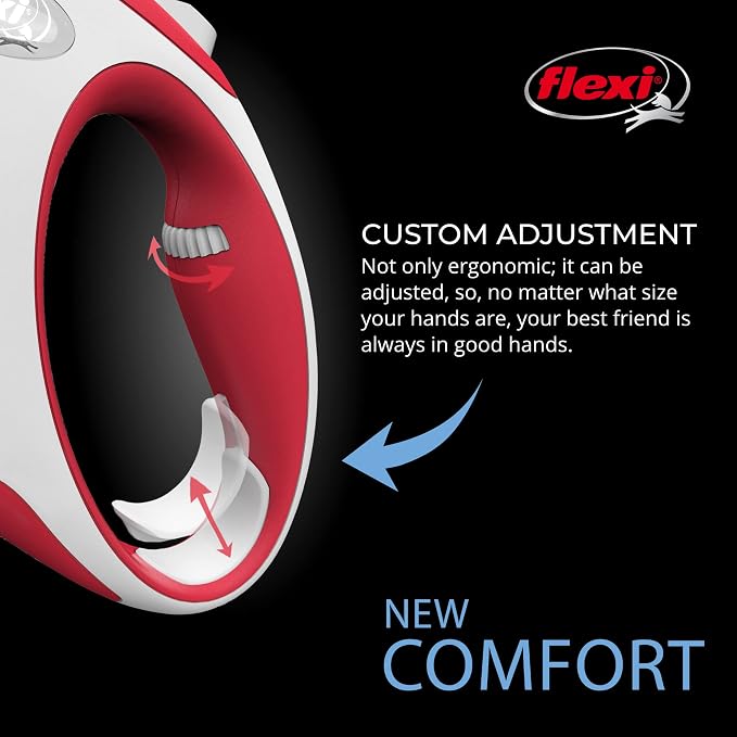 FLEXI New Comfort Tape Retractable Dog Leashes for Large Dogs Upto 132 lbs. – 16 ft., Red/Pastel | Tangle Free Pet Walking Leash with One-Handed Brake, Pause, Lock|German Quality Product