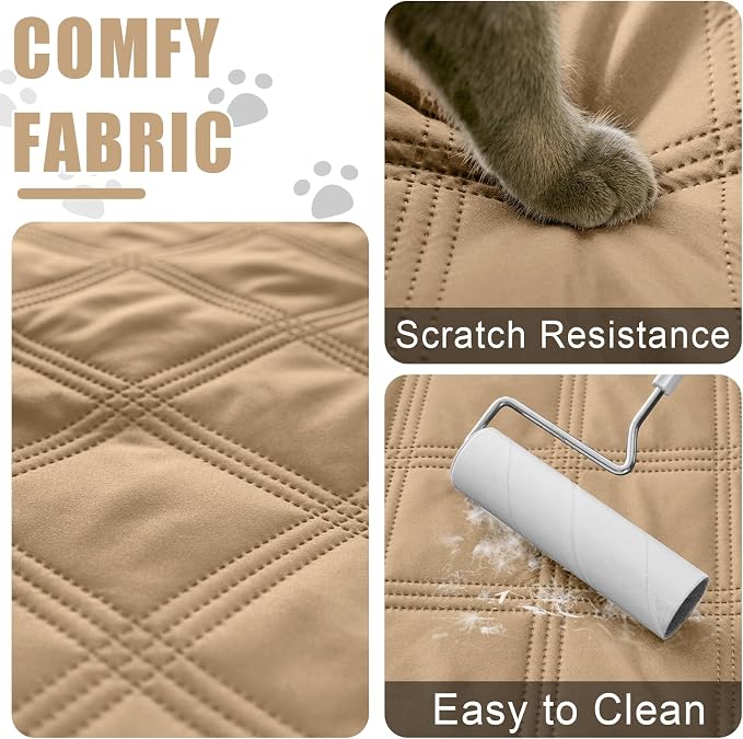 Smiry Waterproof Dog Bed Cover, Reversible Pet Blanket for Sofa Couch | Soft Washable Dog Blanket, Leakproof Couch Cover for Dogs Cats & Furniture Protection, 82x82, Camel/Beige