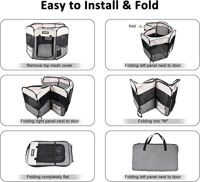 JESPET Pet Dog Playpens 36", 45" & 61" Portable Soft Dog Exercise Pen Kennel with Carry Bag for Puppy Cats Kittens Rabbits, Indoor/Outdoor Use