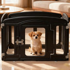 Clear Puppy Playpen Indoor - Ideal for Small & Toy Dogs - Height 24 Inch, 6 Panels, Black