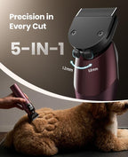 oneisall Professional Dog Clippers for Grooming Thick Hair, 9000RPM 5 Speed | 5 in 1 DLC Blade, 280min Cordless, Low Noise Dog Grooming Kit with 8 Metal Combs Carring Case for Dogs Cats Pet