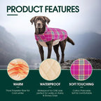 Kuoser Warm Dog Coat, Waterproof Dog Jacket for Extra Large Dogs, Rose 3XL | Adjustable Durable XXXL Doggie Winter Coat Reversible Puppy Cold Weather Apparel for Large Breed