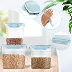 Patelai 6 Pcs Dog and Cat Food Storage Containers with Scoops Set Plastic Pet Food Storage Containers Stackable Airtight Dry for Kitchen 1.27 Qt, 2.4 Qt, 4 Qt(Blue)
