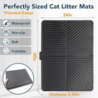 UPSKY Large Cat Litter Mat 31" x 24 Waterproof and Washable, Soft on Paws | Litter Catcher Pad, Cat Litter Trapping Mat, Scatter Control, Fits Most Litter Boxes, Use for Dogs & Cats, Black
