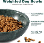 Natural Marble Cat Bowl, Weighted 1.5lb Cat Food Bowl for Cat and Small Dog, Small Animal Pet Food Dish Non-Slip, Shallow Dish for Whisker Fatigue Relief, Premium Green Stone for Home Decor