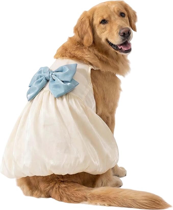 FLAdorepet White Large Dog Princess Dress Christmas Outfit Costume,6XL | Prefect for Easter Christmas Wedding Birthday Party;Ideal for Medium Large and Giant Dogs Girl,Soft Stain Summer Dog Clothes
