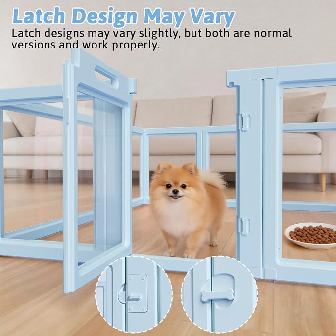 Acrylic Dog Playpen Indoor, Puppy Playpen, Acrylic Dog Pen, 10PCS | 23.6" H, Skin Pink, Purple & Sky Blue, Clear View, No-Gap Escape-Proof, Tool-Free Setup, For Puppies & Small Dogs
