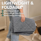 PAWFINITY Waterproof Bed Cover for Dogs, Pet Blanket for Mattress Washable | Paw Print Quilted, Hair Resistant, Anti Cat Scratch, Pee Proof Furniture Protector for Cal King Bed, 82x120 Inch, Grey