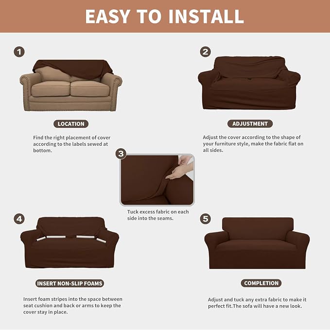 Easy-Going 100% Waterproof Couch Cover, 3 Cushion Oversized Sofa Cover | Leakproof Sofa Slipcover, Stretch Jacquard Furniture Protector Against Stain Spill from Kids, Pets, Dog, Coffee