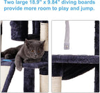 Hey-brother Cat Tree Tower with Stable Multi-Level Padded Perches, MPJ034G | 71 Inches Large Cat House with 3 Platforms, Basket, 2 Cozy Condos, Scratching Posts, Toys Ball for Indoor Cats, Smoky Gray