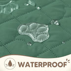 PAWFINITY Waterproof 4 Seat Couch Covers for Dogs, Pet Blanket for Sofa | Paw Print Quilted, Hair Resistant, Anti Cat Scratch, Washable Furniture Protector for 4 Seater Cushion, 35x96 Inch, Green