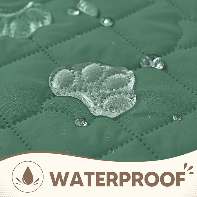 PAWFINITY Waterproof Arm Chair Covers for Dogs, Pet Blanket for Couch | Paw Print Quilted, Hair Resistant, Anti Cat Scratch, Washable Furniture Protector for Single Sofa Cushion, 30x30 Inch, Green