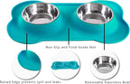Hubulk Pet Dog Bowls 2 Stainless Steel Dog Bowl with No Spill Non-Skid Silicone Mat + Pet Food Scoop Water and Food Feeder Bowls for Feeding Small Medium Large Dogs Cats Puppies (Large, Green)