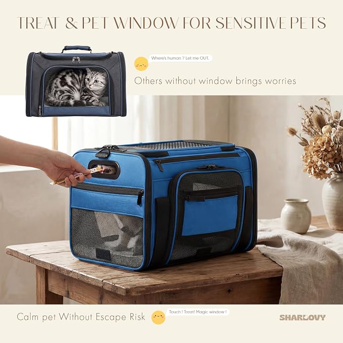Top and Side Expandable Pet Carrier with Treat & Pet Window,17x11x9.5 Inch Alaska Hawaiian Airline Approved,Soft-Sided Dog Carrier for Small Dogs and Cats,Travel Cat Carrier with Locking Safety Zipper