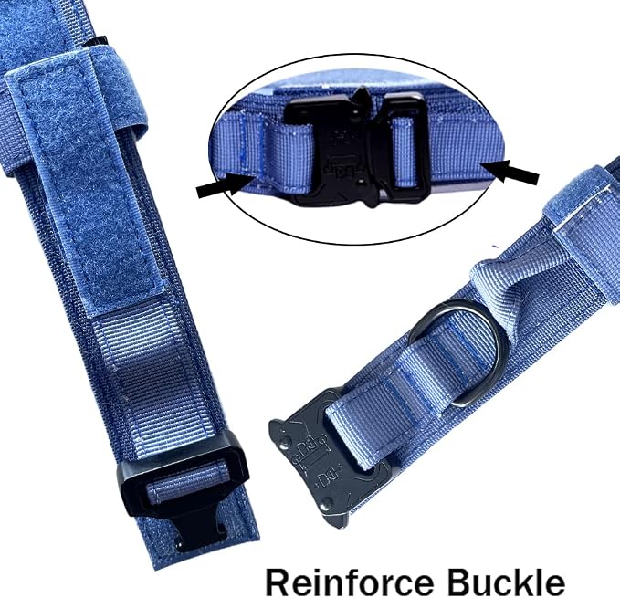 Tactical Dog Collar and Leash Set Adjustable Military Nylon Dog Collar with Control Handle and Heavy Duty Metal Buckle for Large Dogs（Dark Blue M | 1000D Heavy-Duty Nylon Fabric,Quick-Release Metal Buckle,Adjustable Fit,Soft-Padded Webbing,D-Ring,for T...