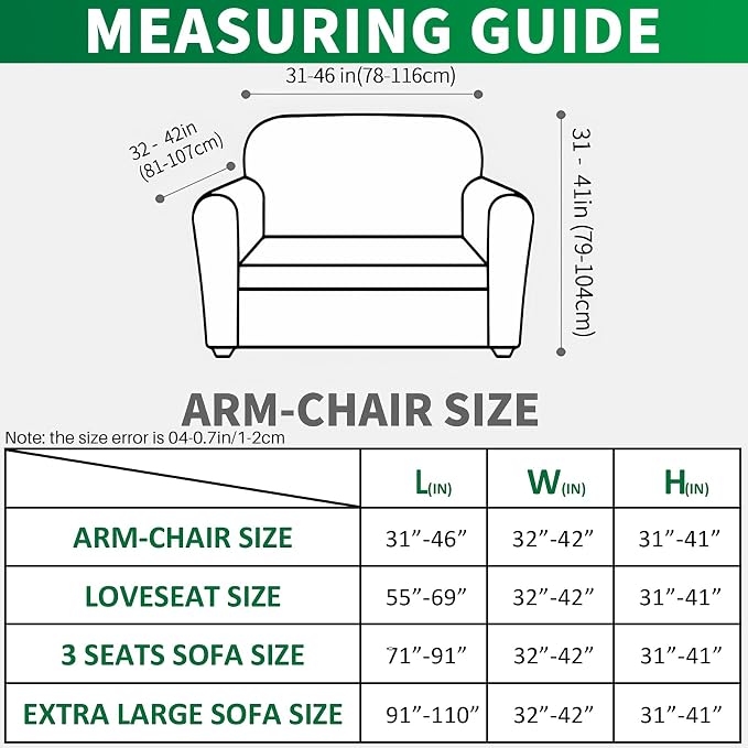 MAXIJIN Stretch Sofa Chair Slipcovers with Arms (31"-46 Washable Chair Cover Armchair with Non-Slip Foam & Elastic Bottom, Dog Cat Pet Friendly Furniture Protector (Small, Navy Blue)