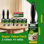 Lint Rollers for Pet Hair, 600 Sheets 2 Handles with 6 Rollers | Extra Sticky, Lint Remover for Clothes, Clean Hair on Sheets Couch Furniture and Carpet, Dog and cat Lint Roller,travel size