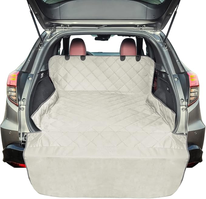 F-color SUV Cargo Liner for Dogs - Heavy Duty Cargo Cover for Mid-Size SUVs | Water Resistant, Bumper Flap, Non-Slip Mat, Car Trunk Dog Car Seat Cover Prevents Scratches Pet Hair Mud Dirt for Sedans Vans