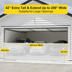 Reinforced 42” Tall x 200” Extra Long Retractable Baby Gates, Extra Tall Baby Gates for Dogs with Support Rods, Retractable Dog Gate for Wide Opening Pet Gate Indoor Outdoor, White