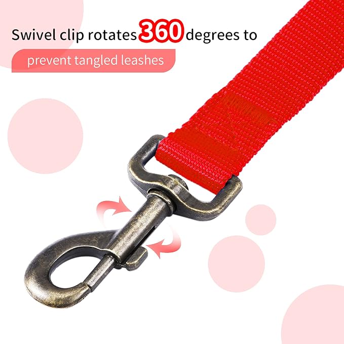 HIKISS Long Dog Leash Obedience Recall Training Agility Lead with Thickening Material for Large Dog - 15ft 20ft 30ft 50ft 100ft Training Leash(Red 15ft)