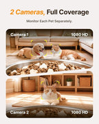 Dual-Camera Automatic Pet Feeder with 2 Bowls, 6L Smart Feeder for 2 Cats | 2K HD Video, App Control, Slow Feed Mode, Up to 20 Meals, 2-Way Audio, Night Vision, iOS/Android, Dry Food Only, White