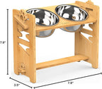 Vantic Elevated Dog Bowls, Adjustable Bowl Stand Large/XLarge, Natural | Bamboo Elevated Feeder with 2 Stainless Steel Bowls, Adjustable Height Stand for Large and Extra-Large Dogs