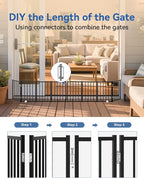 BFNN Small Dog Gate Indoor, Up to 48" W Freestanding Pet/Puppy Fence, Black | Flexible Space Control | Chewproof Steel Frame | 16.5" Step-Over Gate | Foldable | Drill-Free Setup | For Stairs & Doorways