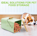 Dog Food storage container Dog Treats Jar,5~6 lb Metal food treats tin for Dog, pet snacks Canisters with wooden lid/handle/sevice scoop-Green