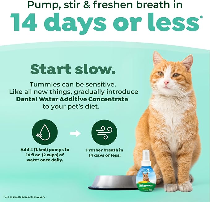 TropiClean Fresh Breath Drops for Cats, Cat Breath Freshener, 2.2oz