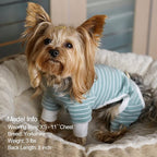 KYEESE Dog Pajamas Soft Striped Pet Jumpsuit Lightweight Doggie Jammies 4 Legs Dog Clothes Stretchable Pajamas Breathable Cozy Outfit Comfortable Onesie Sleepwear for Small Dogs,Green Striped, Large