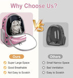 Cat Backpack Carrier, Breathable Cat Bubble Backpack Large Space Cat Carrier Backpack for Kitty Small Dog Up to 15 lbs, Foldable Airline Approved Cat Backpack, Transparent Pet Travel Backpack (Pink)