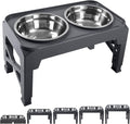 Hubulk Elevated Dog Bowls with 2 Stainless Steel Food & Water Raised Bowls with No Spill Edge Non-Slip Stand Adjusts to 5 Heights(3.2", 8.77", 9.9",11.1", 12.3")for Small Medium Large Dog and Pet Grey