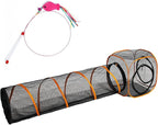 Cat Play Tunnel + Cube(with Three Ways) for Indoor and Outdoor, Cat Playpen, Play Enclosures, Collapsible Cube, Tunnel, Easy to Connect with Tent