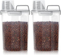 LEAWALK Airtight Small Cat Dog Pet Food Storage Containers BPA Free, with Large Pour Spout/1 Measuring Cup/ 4 Safety Locks and Double-layer Silicone Strip (Clear Grey x 2, 3L-2pack)