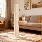 Tall Scratching Post for Cats 47in Tall Sturdy Natural Sisal Cat Scratcher with Thick Solid Wood Base Scratching Post Hammock for Indoor Adult Cat Stable Cat Scratcher with Ball Interactive Toy