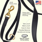 Viper Biothane K9 Working Dog Leash Waterproof Lead for Tracking Training Schutzhund Odor-Proof Long Line with Solid Brass Snap for Puppy Medium and Large Dogs 4ft, Black