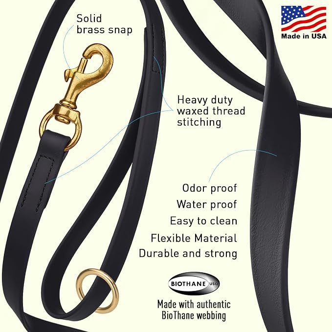 Viper Biothane Working Lead for Dogs 6ft, Black