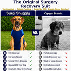 Surgi Snuggly Dog Surgery Recovery Suit - Dog Onesie for Post Surgery Recovery, Female Spay & Male Neuter - Surgical Suit for Dogs, E-Collar Cone Alternative, Double Blue - 2X-Large - 31" - 35" (EC)