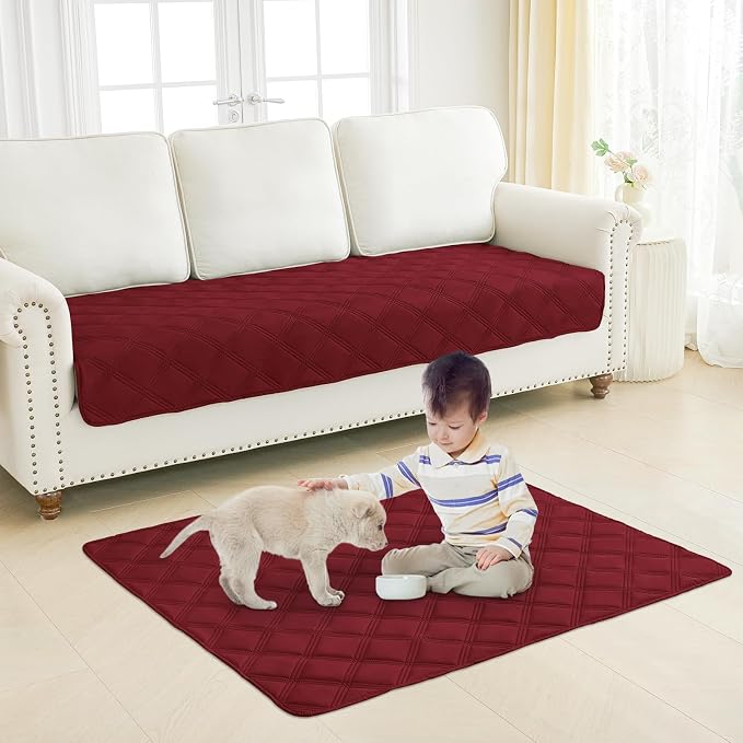 Smiry Waterproof Dog Bed Cover, Reversible Pet Blanket for Sofa Couch | Soft Washable Dog Blanket, Leakproof Couch Cover for Dogs Cats & Furniture Protection, 68x82, Wine Red/Wine Red