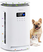 Provirtec Pet Air Purifier for Home with 2 Washable Pre-Filters, H13 HEPA | For pet homes: 360° intake, 1-Year Filter, 1800 sq ft, tested pet hair and odor reduction, PM2.5 Auto and 23 dB Sleep