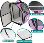 PetAmi Dog Backpack Carrier for Small Medium Dogs Large Cats up to 18 lbs, 2 Side Entry, Structured No-Collapse Frame, Airline Approved Ventilated Pet Backpack for Hiking Camping Travel, Purple