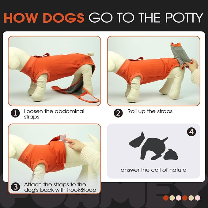 FUAMEY Dog Recovery Suit Male,Dogs Surgery Neuter Suits Puppy Spay Shirts for Female Protect Dog's Skin Anti Licking Abdominal Wounds Doggie Onesie Pet Bodysuit Alternative to Cone Orange L