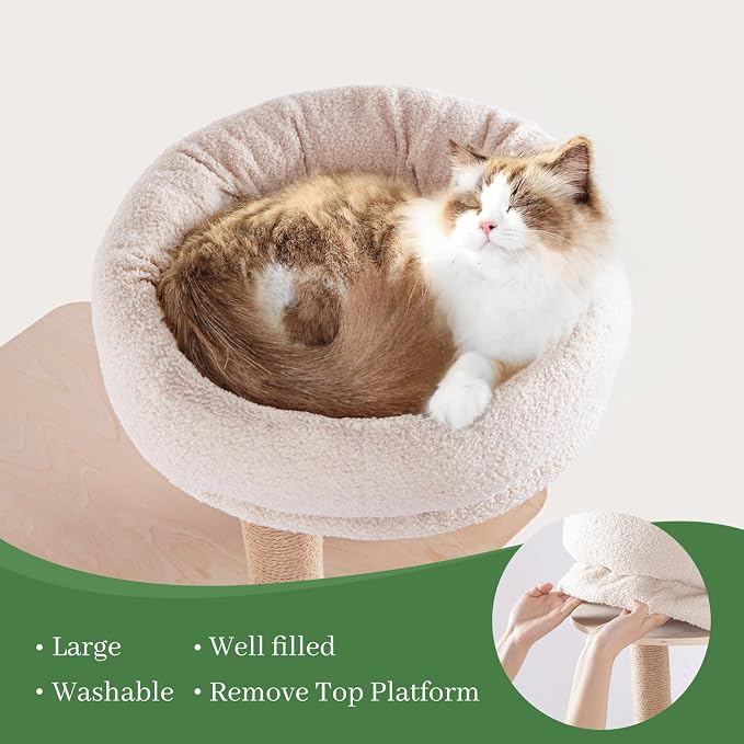 Choc chick Wood Cat Tree for Indoor Cats Large Adult, 68 Inches Tall Multi Level Cat Tower with Scratching Post Sisal-Covered, Modern Cat Tree Plush Cattery Chirping Bird Cat Toy