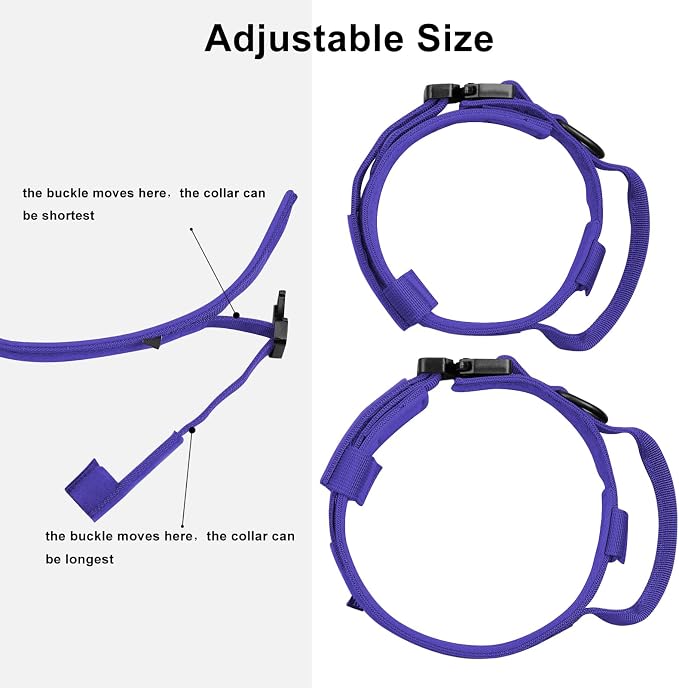 DAGANXI Tactical Dog Collar, Adjustable Military Training Nylon Dog Collar with Control Handle and Heavy Metal Buckle for Medium and Large Dogs, with Patches and Airtags Case (Purple, L)