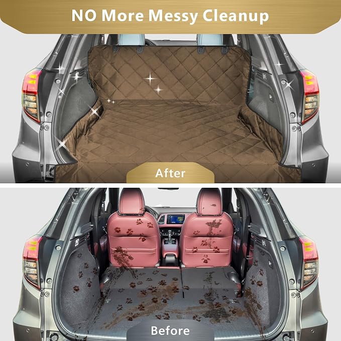 F-color SUV Cargo Liner for Dogs - Heavy Duty Cargo Cover for Mid-Size SUVs | Water Resistant, Bumper Flap, Non-Slip Mat, Car Trunk Dog Car Seat Cover Prevents Scratches Pet Hair Mud Dirt for Sedans Vans