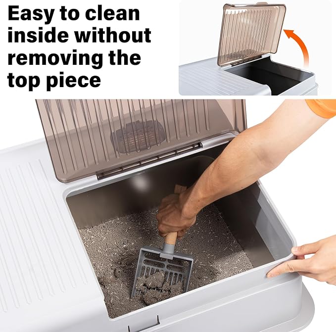Stainless Steel Litter Box,XXXL Metal Litter Box with Lid | Extra Large Enclosed Litter Boxes for Big Cat, Anti-Urine Leakage,Easy Cleaning, No Smell, Includes Scooper and Mat
