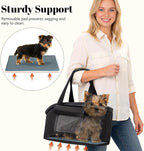 Luxury Dog Purse Carrier for Small Dogs Cats, TSA Airline Approved Puppy Kitten Carrier Soft-Sided Travel Tote Bag Up to 10 lbs (Black, 14.17'' L x 7.09''W x 8.66''H)