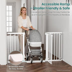 Cumbor 30.4-56.8" Extra Wide Baby Gate, Auto Close Dual Lock Dog Gate White | Easy Install Pressure Mounted Pet Gate for Doorways & Large Openings, Easy Walk Thru Safety Proofing for Babies & Large Dogs
