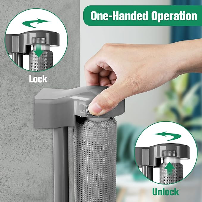 110" Extra Wide Baby Gate Retractable Dog Gate for Large Openings, Gray | Indoor/Outdoor Retractable Pet Gate, Space-Saving, Easy One-Hand Operation, Safety Lock, Scratch-Resistant Mesh, Easy Install